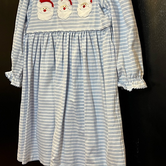 Christmas Outfit Three Santas Dress Size 4 Holiday Peter Pan Collar by Delaney - Picture 2 of 10